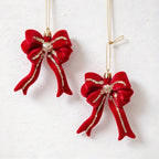 CouldNook Flocked Christmas Ornament Set - Glitter Details and Hanging Loops