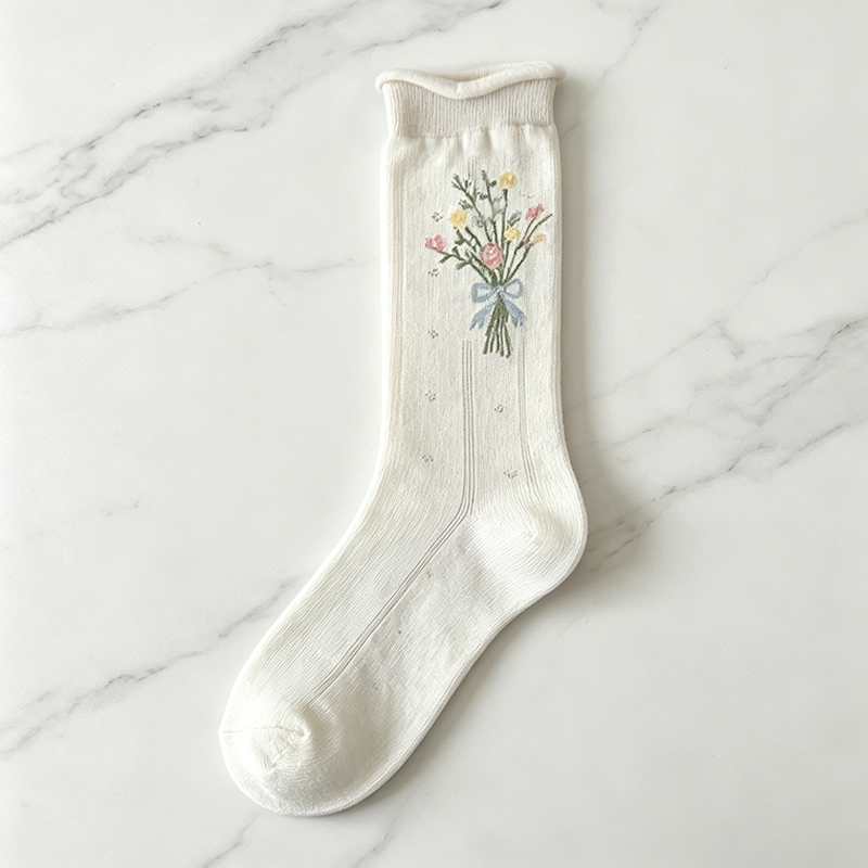 CouldNook Ribbon Lace-Up Calf Socks - Soft Shoe Accent