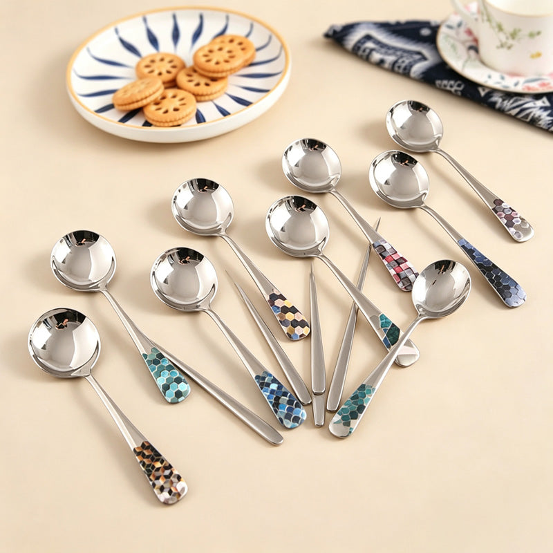 CouldNook Stainless Steel Dessert Spoon - Substantial Rounded Form