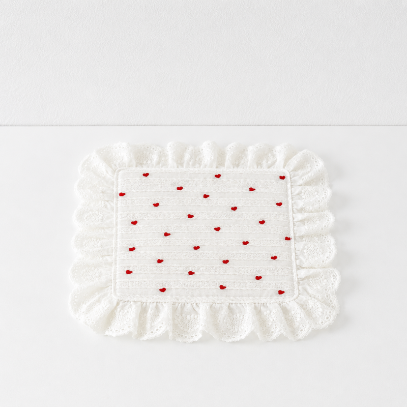 CouldNook Heart Cotton Lace Placemat - Ruffled Table Mat