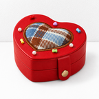 Heart Jewelry Box - Plaid Center and Colorful Accents