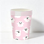 CloudNook Pink Ghost Halloween Party‑Disposable Tableware 9-Piece Set