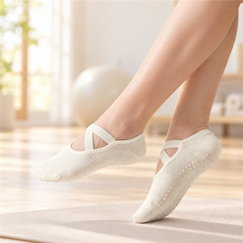 Grip Yoga Socks with Crossed Instep Straps
