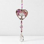 CouldNook Tree of Life Heart Hanging - Beaded Strand And Faceted Drop