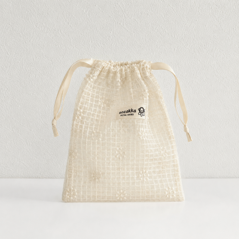 CouldNook Daisy Mesh Drawstring Organizer Bag - Ribbon Closure