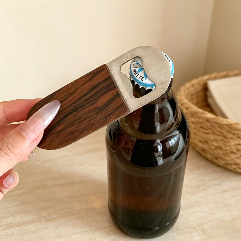 CouldNook Magnetic Bottle Opener - Walnut Handle and Exposed Metal Opening Slot