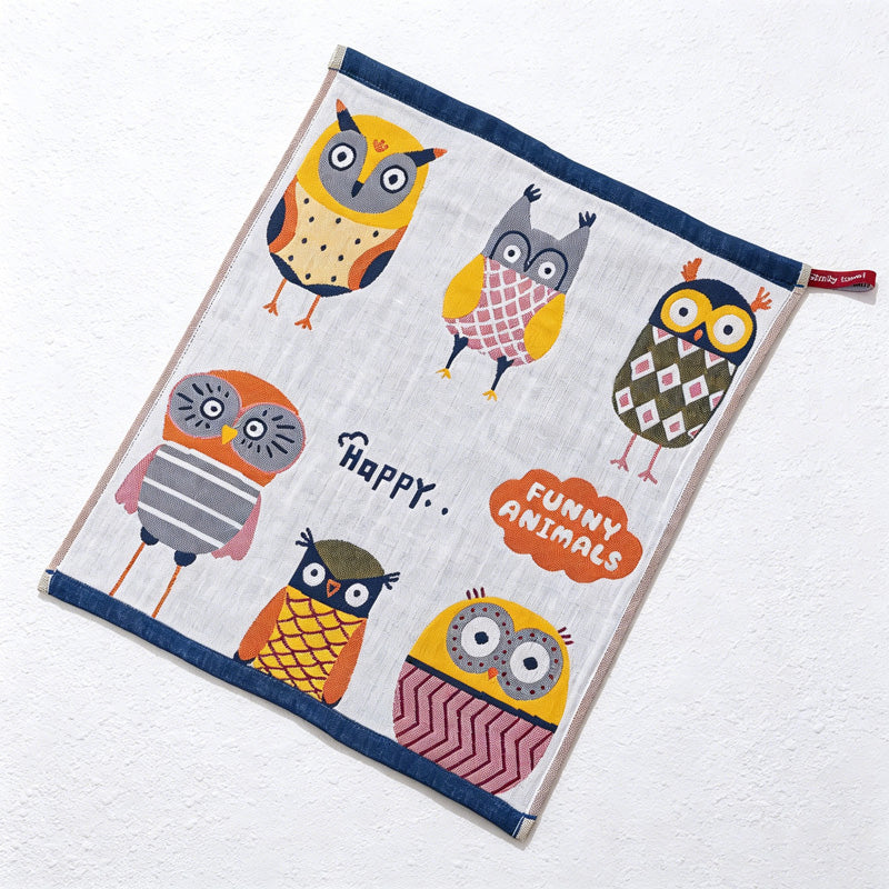 CouldNook Pure Cotton Gauze Cartoon Square Towel - Cute Absorbent Handkerchief