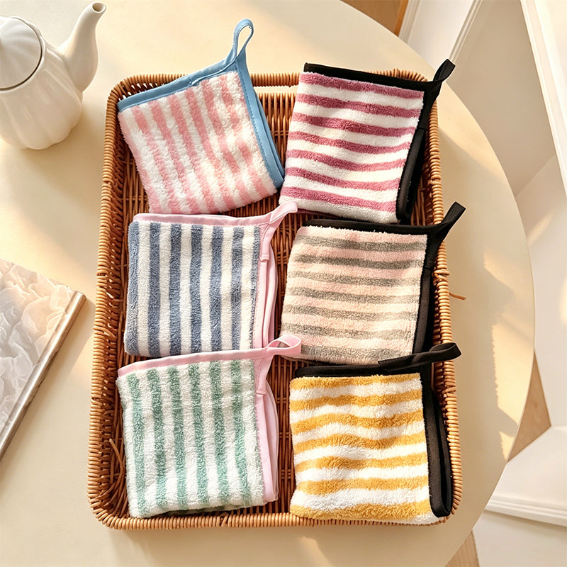 CouldNook Coral Fleece Hanging Hand Towel - Absorbent Kitchen Hand Cloth