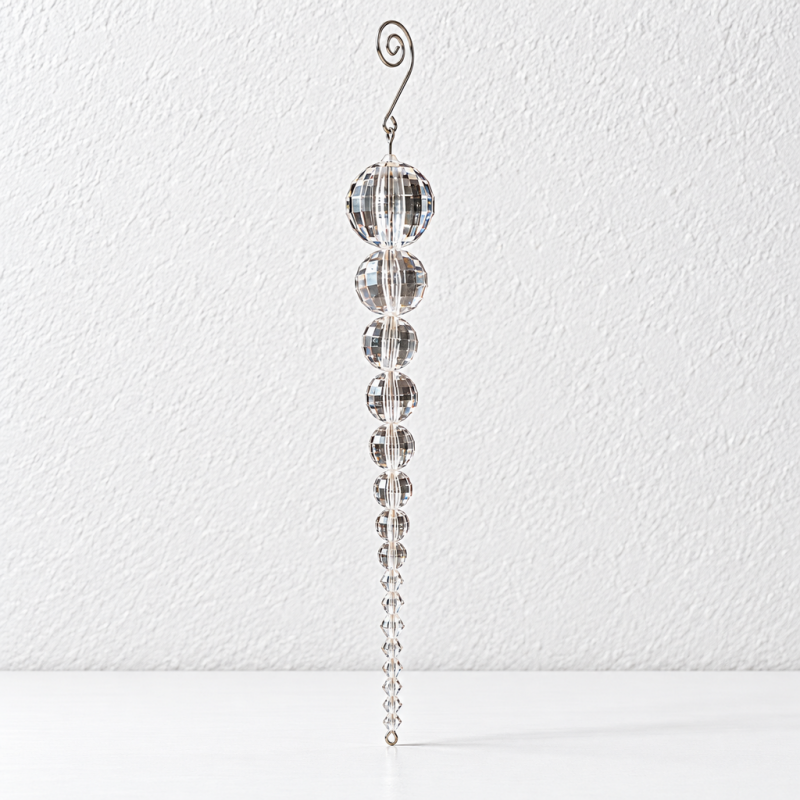 CouldNook Beaded Christmas Ornament - Clear Facets And Tapered Drop Shapes