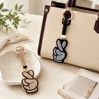 CouldNook Rhinestone Peace‑Hand Keychain‑Velvet Bag Charm Pendant for Purse & Car Keys