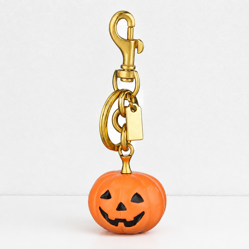 CouldNook Pumpkin Keychain - Jack-O-Lantern Face and Gold-Tone Clasp