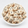 CouldNook Wood Alphabet Beads - Rounded Cubes and Letter Faces
