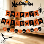 CouldNook Halloween Banner Garland‑Pumpkin Skull Party Decor Bunting
