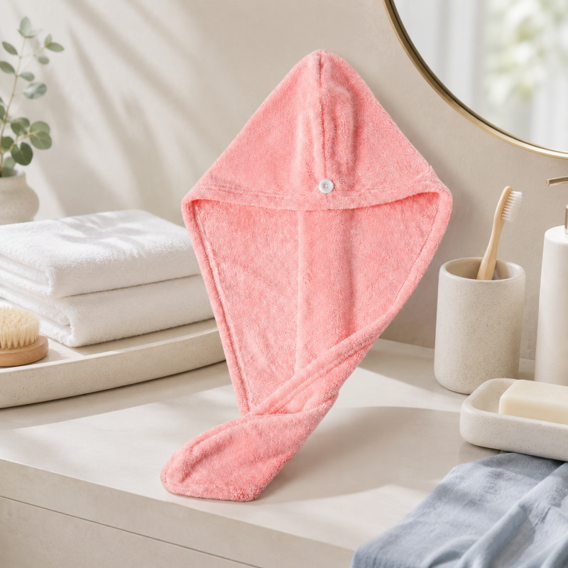 CouldNook Hair Drying Towel Wrap - Button and Loop Closure