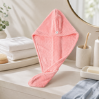 CouldNook Hair Drying Towel Wrap - Button and Loop Closure