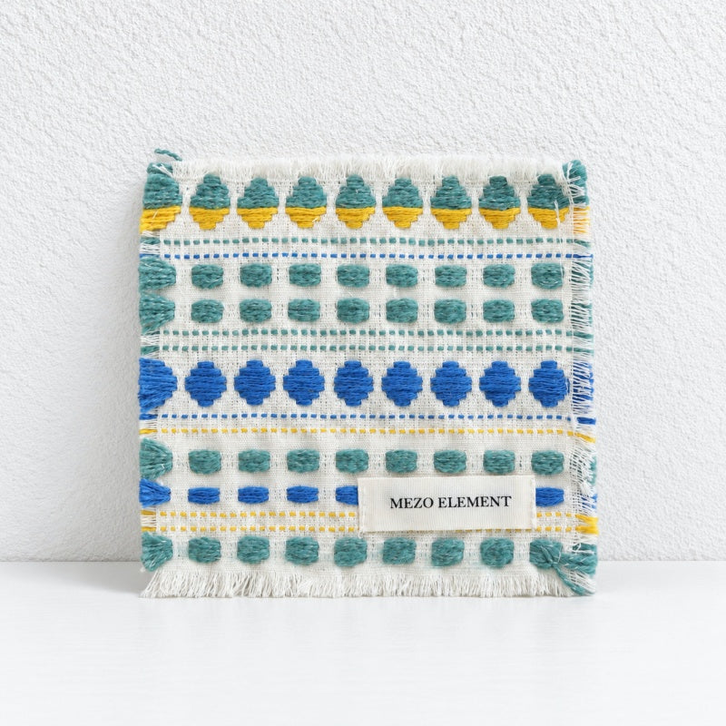 CouldNook Woven Fabric Coaster - Geometric Bands and Fringed Edges