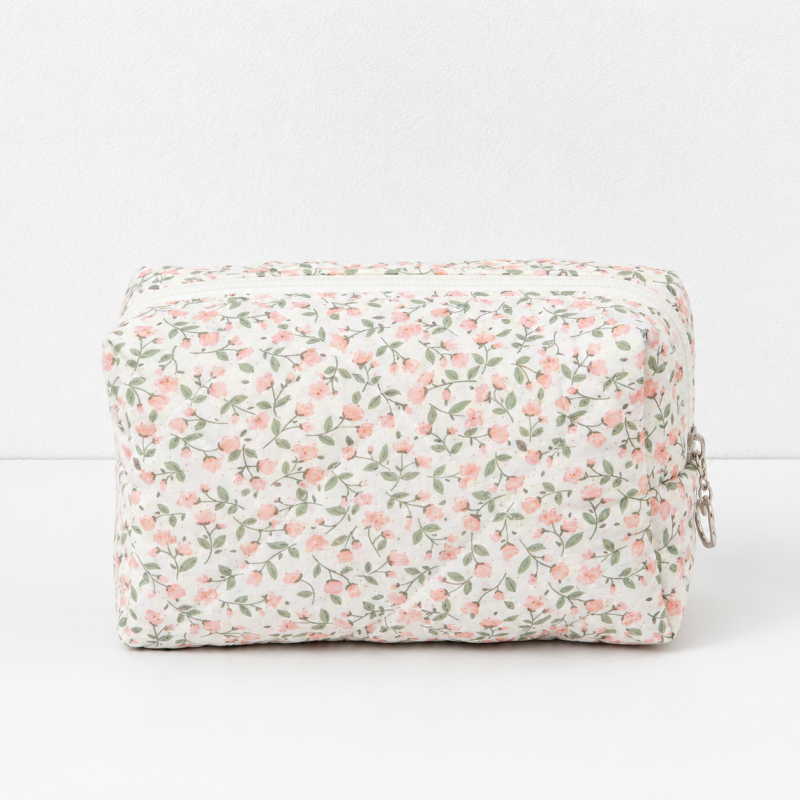 CouldNook Floral Quilted Makeup Bag‑Portable Travel Cosmetic Pouch