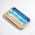 CouldNook Rectangular Ocean Decorative Tray - Rounded Corners and Layered Wave Lines