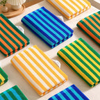 CouldNook Striped Cotton Towel - Bold Color Pairings And Terry Texture