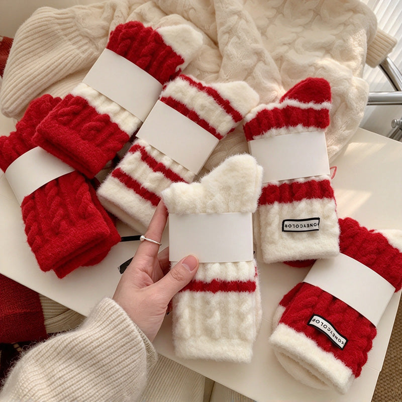 CouldNook Textured Winter Socks - Stripe Patterns And Cable Knit Options