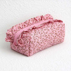 CouldNook Ruffled Cosmetic Pouch - Patterned Fabric And Top Zip Opening