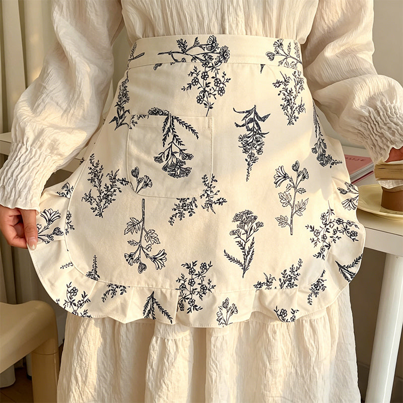 CouldNook Aesthetic Plaid Cotton Apron - Artistic Half-Length Home Apron