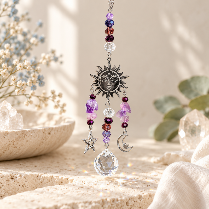 CouldNook Celestial Suncatcher - Sun Moon Star Charms