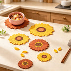 CouldNook Patterned Coaster - Sunflower Petals and Cherry Blossom Shapes