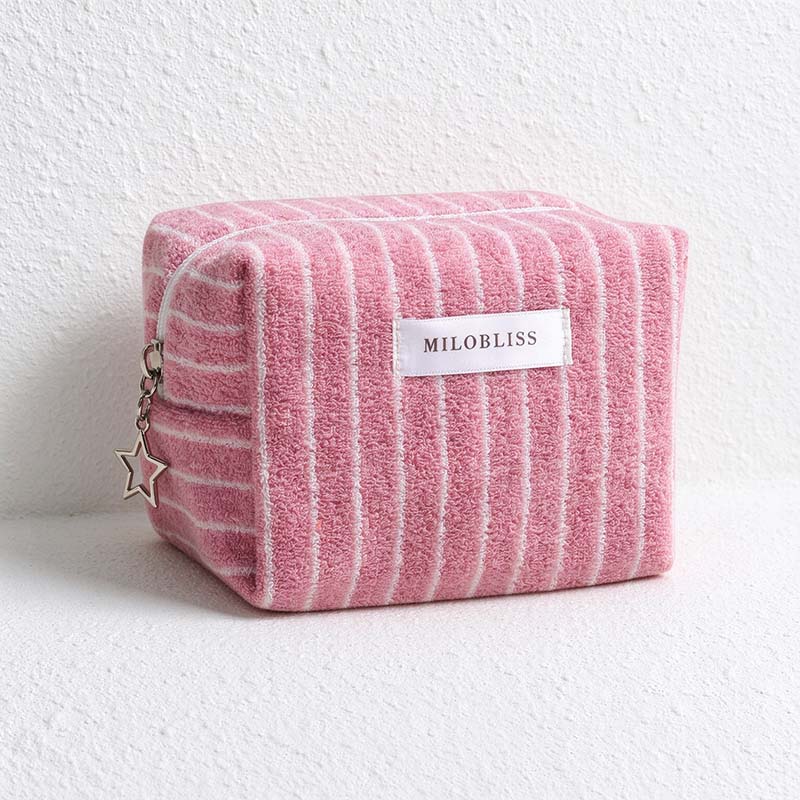 CouldNook Striped Cosmetic Bag - Towel Texture And Star Zipper Pull