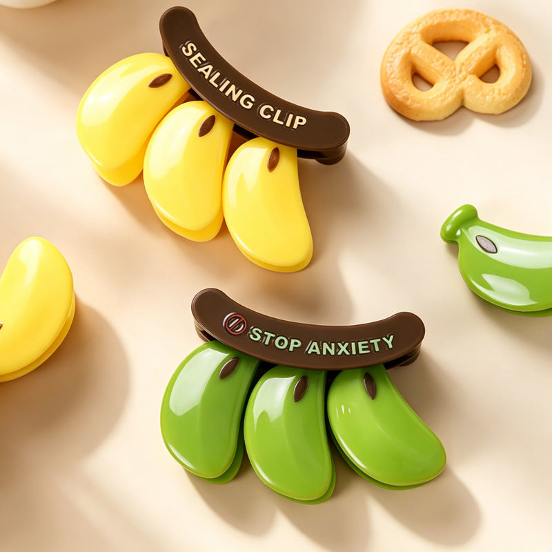 CouldNook Banana Bag Clip Set - Hanging Fruit Shapes and Curved Holder