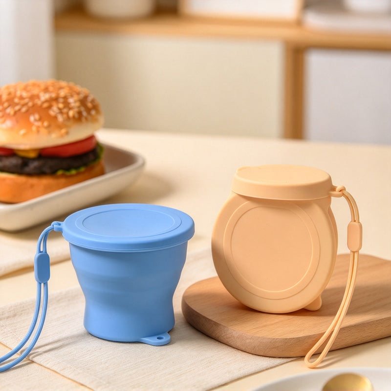 CouldNook Folding Silicone Cup - Collapsible Sides And Matching Cover