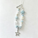 CloudNook Star Beaded Phone Strap‑Light Blue Wrist Lanyard