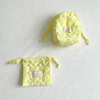 CloudNook Heart Quilted Drawstring Pouch‑Cosmetic Storage Bag
