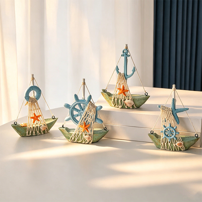 CouldNook Vintage Nautical Helm Decor - Coastal Boat Steering Ornament