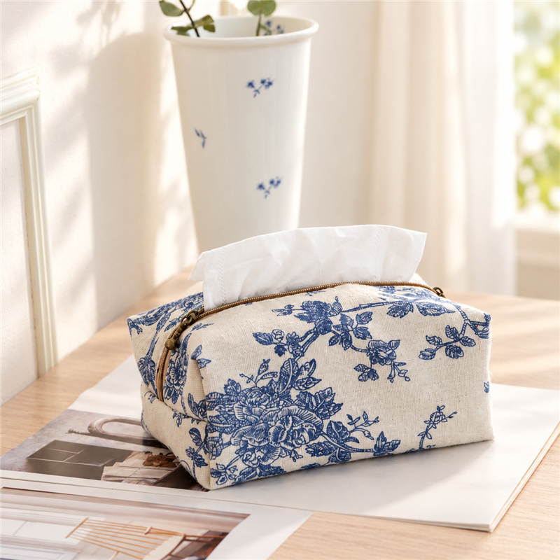 Printed Cotton Tissue Cover with Top Opening