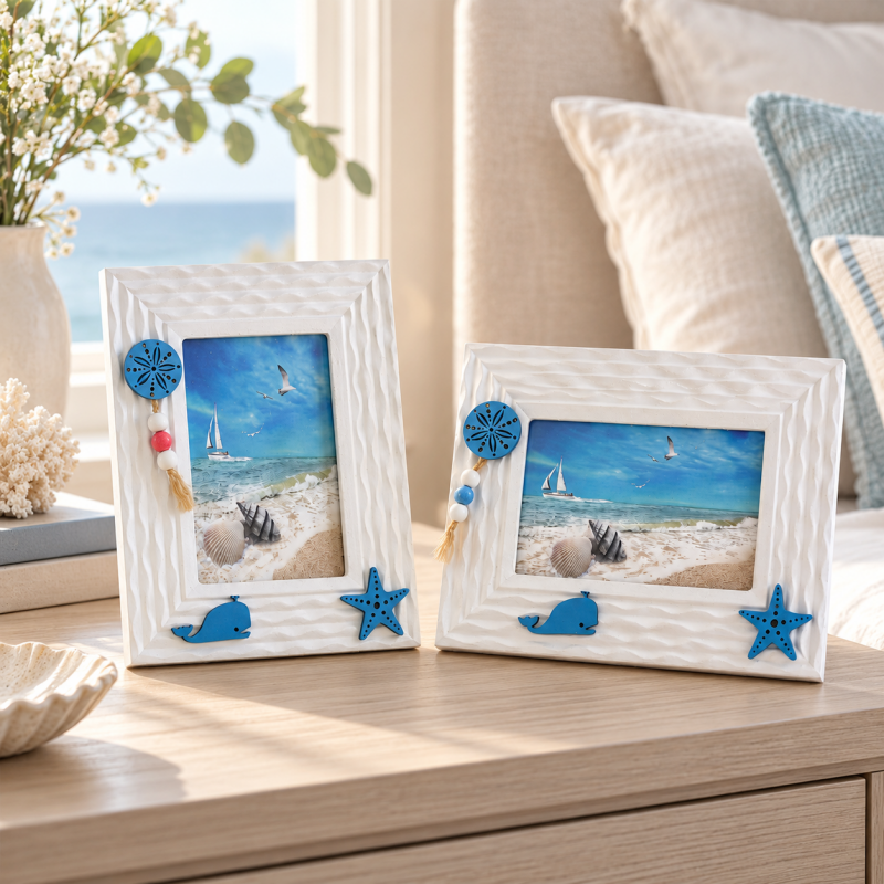 Coastal Photo Frame - Marine Motifs and Textured Border