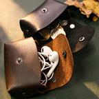 CouldNook Minimalist Leather Coin Pouch - Niche Flip-Top Earphone Bag