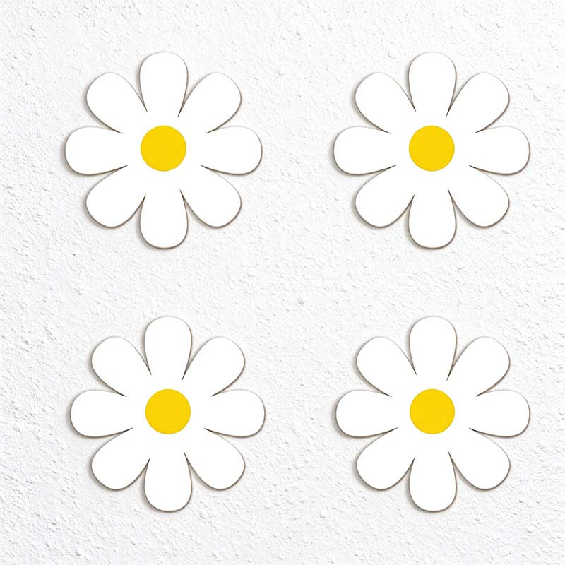 CouldNook Daisy Coaster Set - Four Wooden Flowers And Rounded Petals