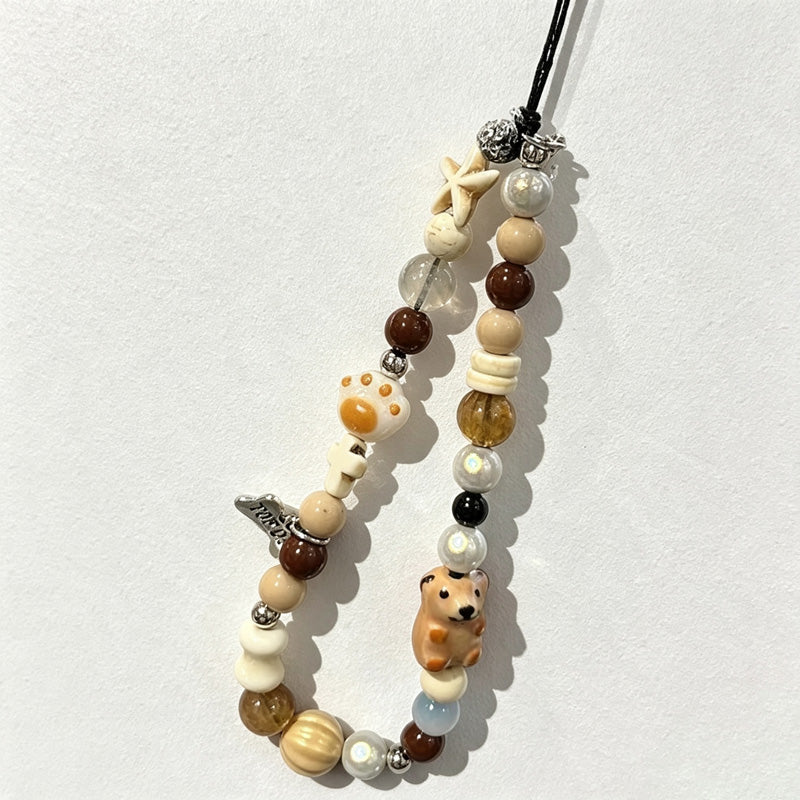 CouldNook Dog and Fishbone Beaded Phone Charm - Loop Cord Attachment