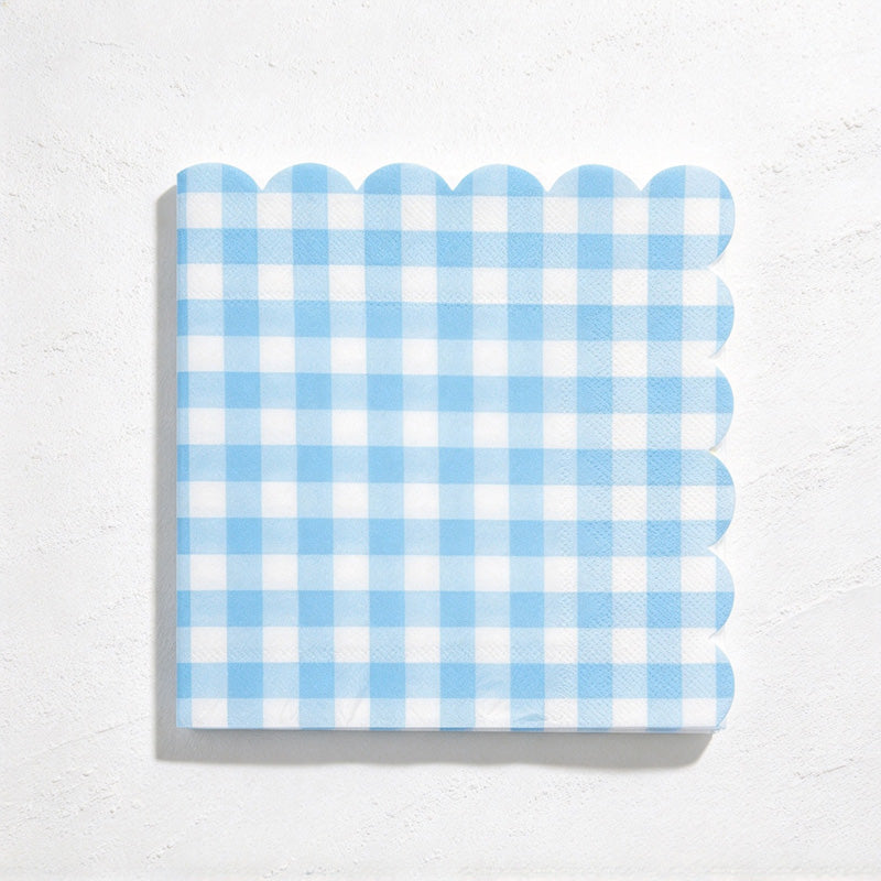 CouldNook Gingham Paper Napkin Set - Scalloped Edges and Square Shape