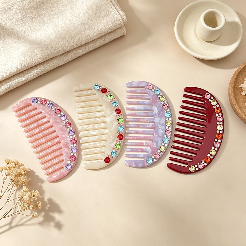 CouldNook Half Moon Stone Set Comb - Visible Tooth Profile