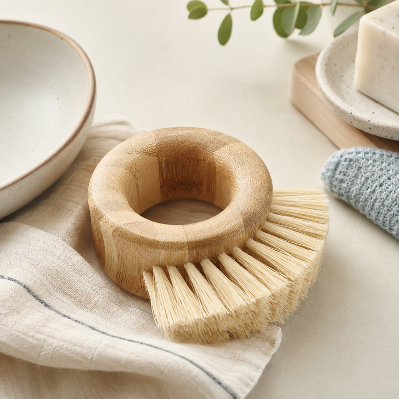 CouldNook Wooden Produce Brush - Ring Handle and Bristle Options