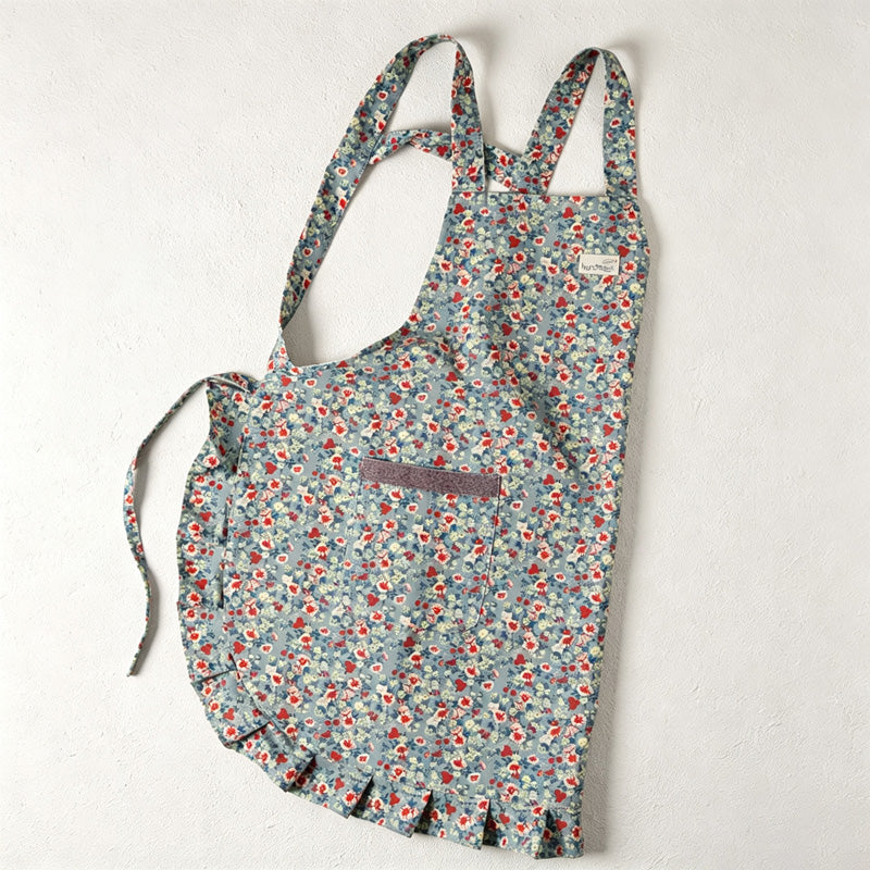 CouldNook Floral Kitchen Apron - Ruffled Hem and Front Pocket