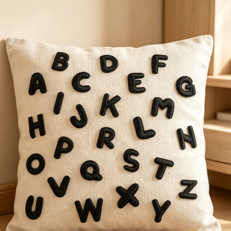 CouldNook Mini Alphabet Applique Patch - Black Embroidered Letter Options