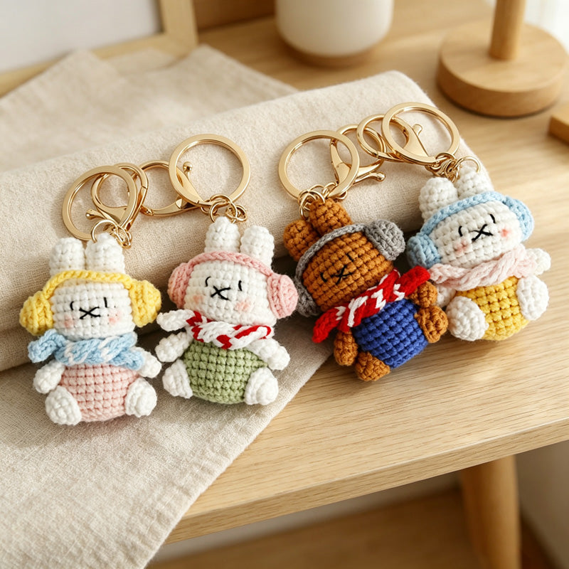 CouldNook Plush Rabbit Doll Keychain - Scarf Character Outfit