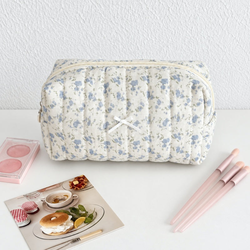 CouldNook Floral Makeup Bag - Tiny Bow Accent