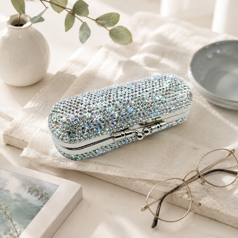 CouldNook Rhinestone Lipstick Case - Crystal Mirror Box