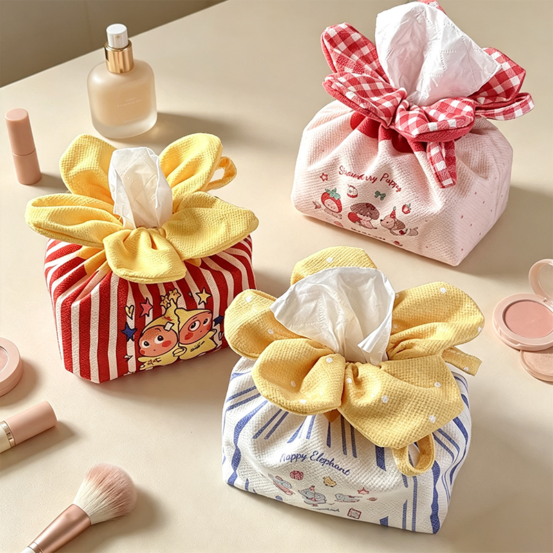 CouldNook Drawstring Tissue Box - Playful Tabletop Pouch Accent