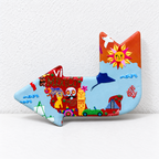CouldNook Arrow Fridge Magnet - Raised Travel Motifs And Colorful Landmark Scenes