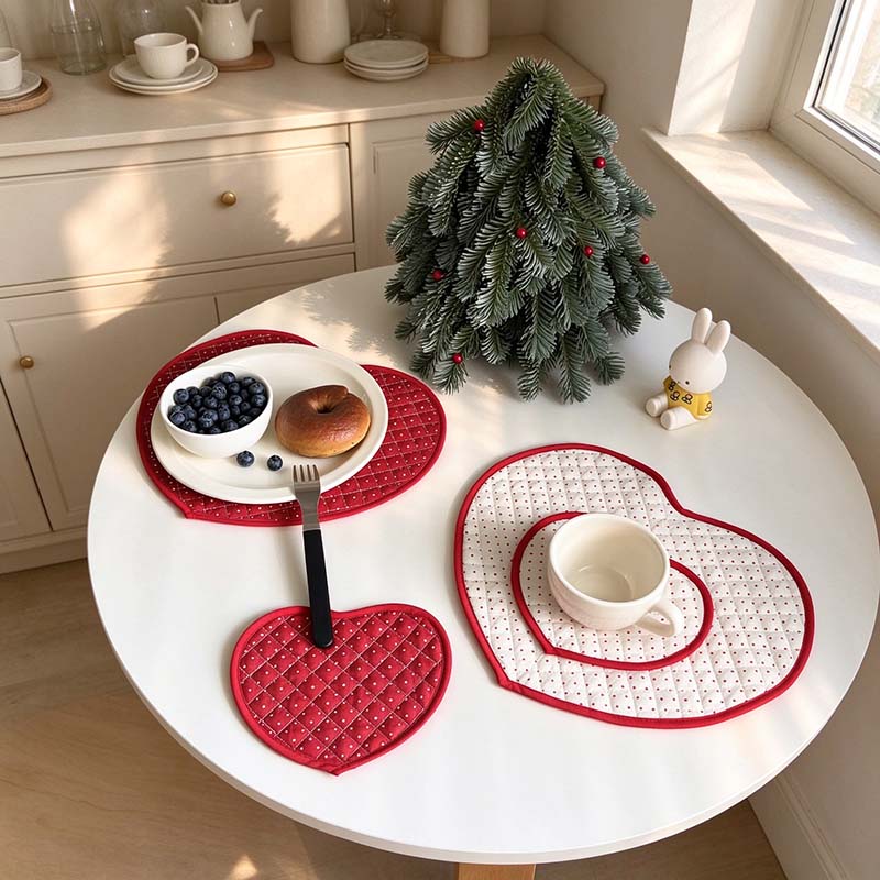 CouldNook Heart Quilted Table Mat - Polka Dots